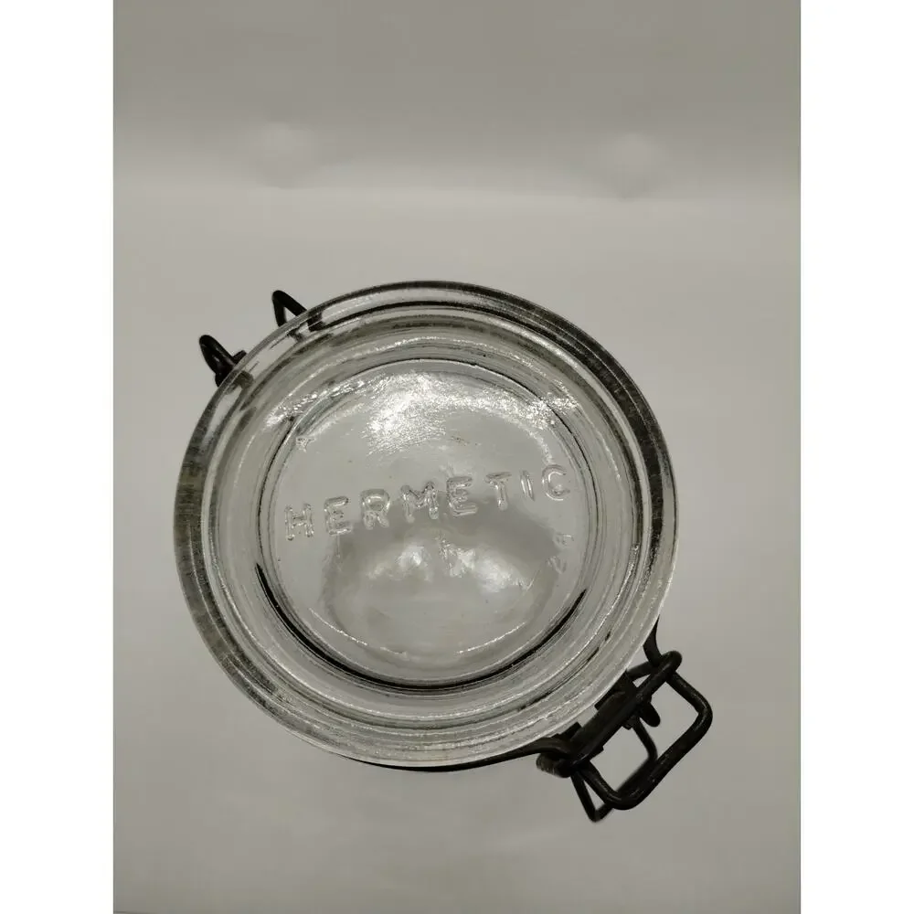 Hermetic Clear Glass Canister Jar 3/4L - Wire Hinged Lid - Made in Italy